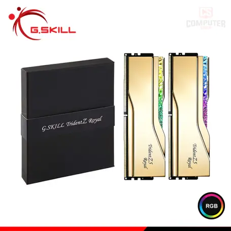 G.SKILL 32GB (16GBx2) DDR5 G.SKILL TRIDENT Z5 ROYAL GOLD RGB INTEL XMP BUS 7200MHZ (PN:F5-7200J3445G16GX2-TR5G)