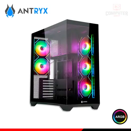 ANTRYX FX 970 ARGB BLACK SIN FUENTE DOBLE PANEL VIDRIO TEMPLADO MID TOWER
