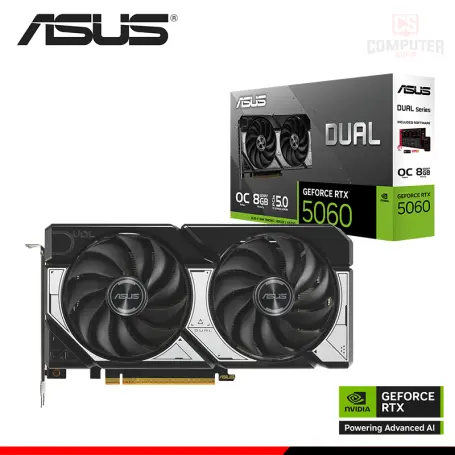 ASUS GEFORCE RTX 5060 8GB GDDR7 128BITS DUAL OC (PN:90YV0N12-M0AA00)