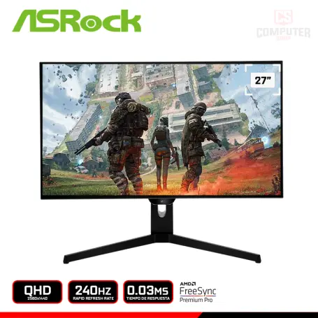 ASROCK PG027QFS 27" QHD 2560x1440/240HZ/0.03MS/FREESYNC PREMIUM PRO (PN:20VM0-GS25F2BM-1USS)
