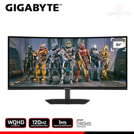 GIGABYTE GS34WQCA 34" CURVO WQHD 3440x1440/120HZ/1MS/AMD FREESYNC PREMIUM (PN:20VM0-GS34WQABM-1SAS)