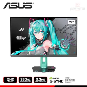 ASUS ROG STRIX XG27ACMEG-G EDICION HATSUNE MIKU 27" QHD 2560x1440/260HZ/0.3MS/FREESYNC PREMIUM/COMPATIBLE NVIDIA G-SYNC