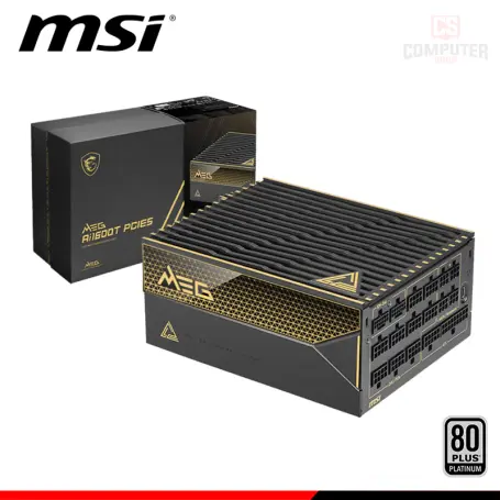 MSI MEG Ai1600T PCIE5 1600W BLACK 80 PLUS PLATINUM FULL MODULAR (PN:306-7ZPEX23-CEO)