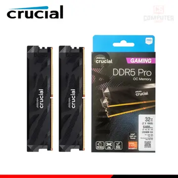 CRUCIAL 32GB (16GBx2) DDR5 CRUCIAL PRO OVERCLOCKING BLACK INTEL XMP/AMD EXPO BUS 6400MHZ (PN:CP2K16G64C32U5B)