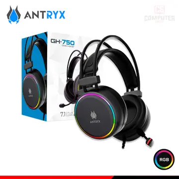 ANTRYX AUDIFONOS ANTRYX GH-750 BLACK RGB CON MICROFONO SONIDO 7.1 VIRTUAL CONEXIÓN USB (PN:AGH-750G7R)