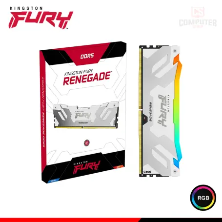 KINGSTON 16GB DDR5 KINGSTON FURY RENEGADE WHITE RGB INTEL XMP BUS 7200MHz (PN:KF572C38RWA-16)