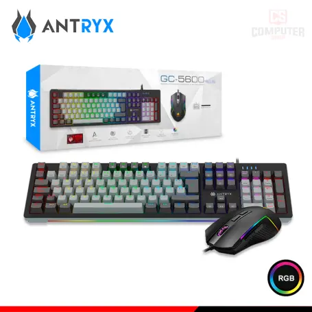 Antryx Kit GC-5600 Plus Teclado RGB Rainbow Mecanico Switch Red USB + Mouse