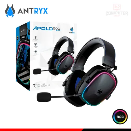 ANTRYX APOLO 500 EVO BLACK CON MICROFONO SURROUND 7.1 CONEXIÓN WIRELESS/BLUETOOTH/ JACK 3.5MM (PN:AWGH-AP500KEVTX)