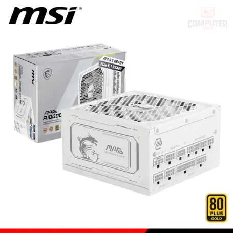 MSI MAG A1000GL PCIE5 WHITE 1000W 80 PLUS GOLD FULL MODULAR (PN:306-7ZP9B63-CE0)