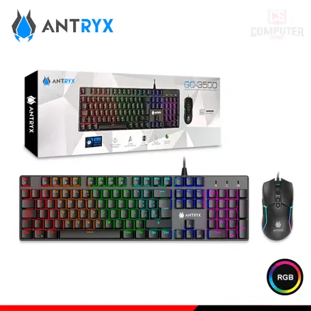 ANTRYX KIT ANTRYX GC-3500 BLACK TECLADO RGB RAINBOW MECANICO SWITCH BLUE USB + MOUSE RGB USB (PN:AGC-3500KBL-SP)