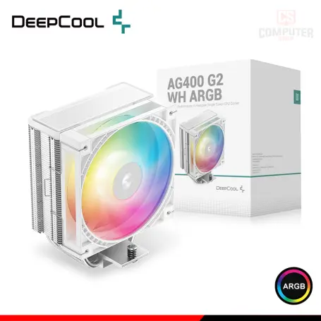 DEEPCOOL AG400 G2 WHITE ARGB COOLER CPU REFRIGERACION AIRE COMPATIBLE AMD/INTEL (PN:R-AG400-WHAMMG2-G)