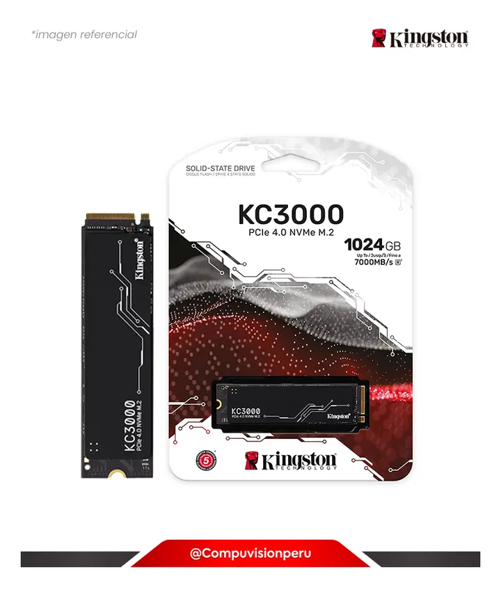 KINGSTON SSD 1TB KINGSTON KC3000 PCIE 4.0 NVME M.2 R/7000MB W/6000MB NAND TLC3D SKC3000S/1024G