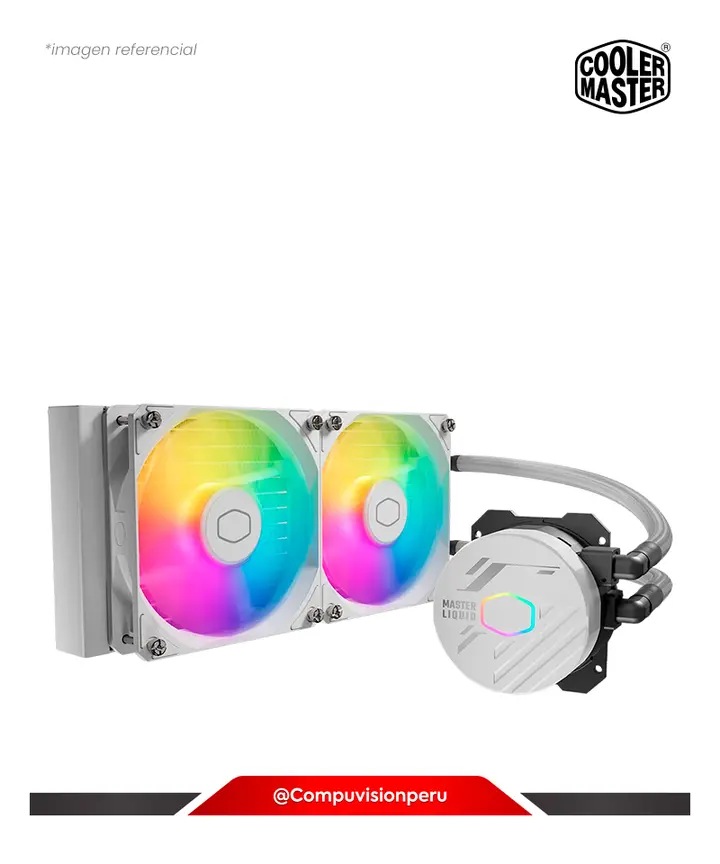 COOLER MASTER DE CPU COOLER MASTER MASTERLIQUID 240L CORE WHITE ARGB INTEL AMD 2*1200MM ALUMINIO MLW-D24M-A18PZ-RW, COOLER