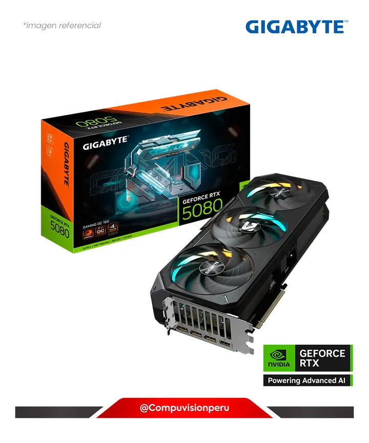 GIGABYTE GEFORCE RTX 5080 GAMING OC 16G 16GB GDDR7 CUDA 10752 256-BIT HDMI DP PCI-EX GV-N5080GAMING OC-16GD