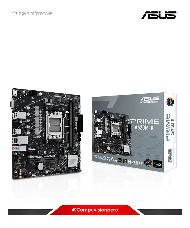 ASUS PRIME A620M-K AM5 AMD A620 DDR5 VGA HDMI M.2 SATA 6GB YSB 3.2 M-ATX
