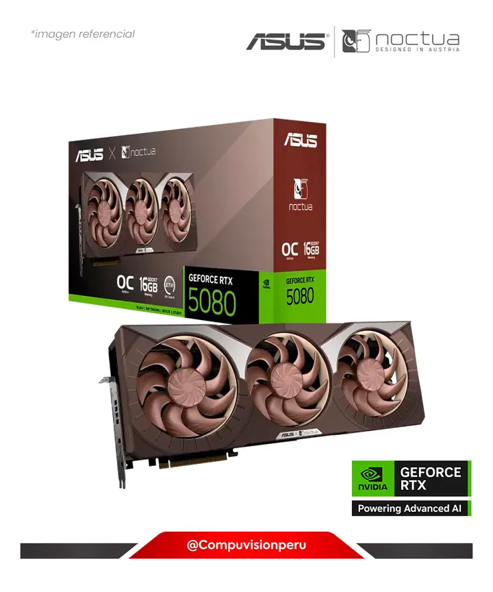 ASUS GEFORCE RTX 5080 16GB GDDR7 NOCTUA OC EDITION CUDA 10752 256-BITS HDMI DP RTX5080-O16G-NOCTUA