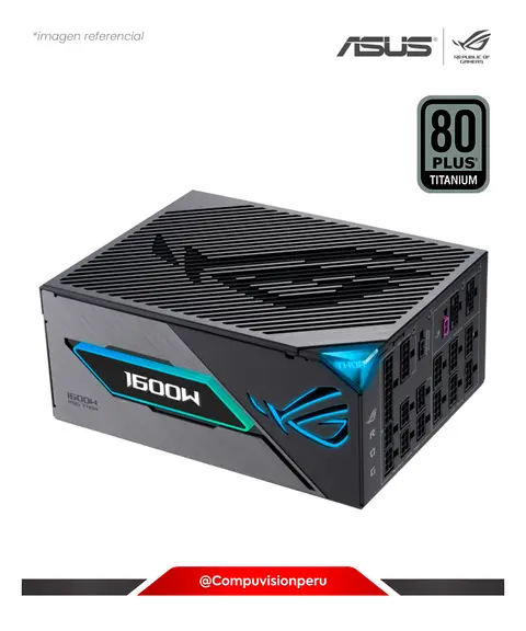 ASUS FUENTE 1600W ASUS ROG THOR 1600W TITANIUM III ATX 3.1 ACTIVE PFC 80 PLUS TITANIUM ROHS ARGB ROG-THOR-1600T3-GAMING, FUENTE
