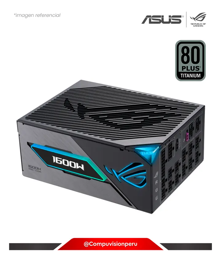 ASUS FUENTE 1600W ASUS ROG THOR 1600W TITANIUM III ATX 3.1 ACTIVE PFC 80 PLUS TITANIUM ROHS ARGB ROG-THOR-1600T3-GAMING, FUENTE