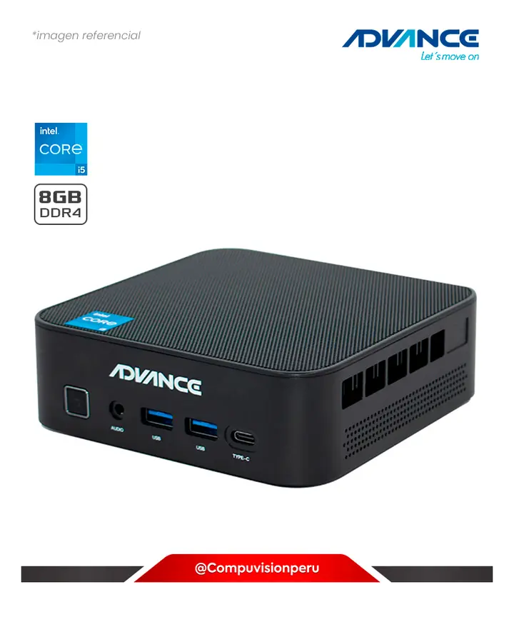 MINI PC ADVANCE ADV-MP6560 NUC CORE I5-12450H 8N 12TH 4.4GHZ 8GB DDR4 HDMI DP USB 3.0 M.2 WIFI BLUETOOTH, NUC