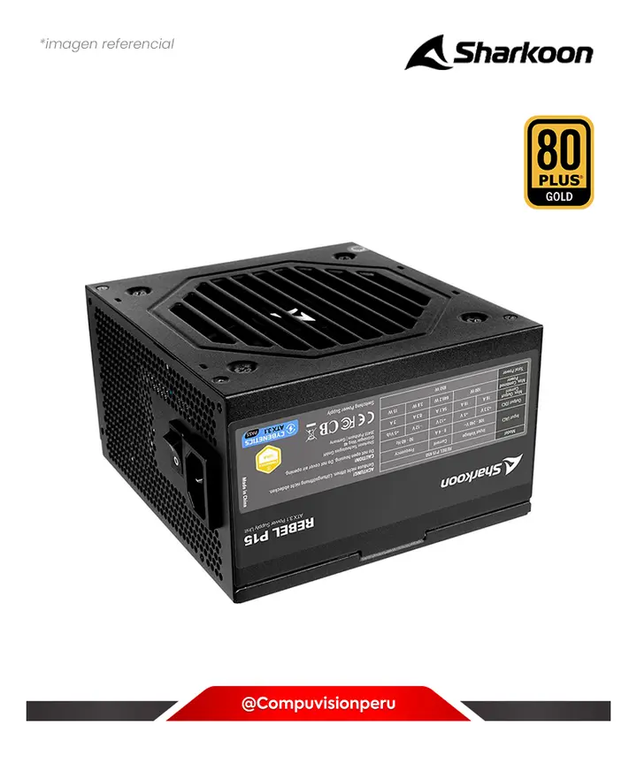 FUENTE 850W SHARKOON REBEL P15 BLACK 80 PLUS GOLD 4044951045037, FUENTE