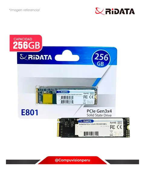 SSD 256GB Ridata E801 256GB NVME M.2 PCIE GEN3X4 2280 E801-256GB