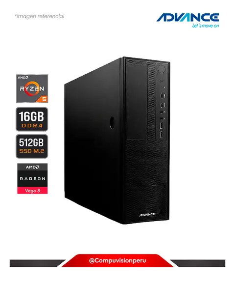 PC ADVANCE VO1250 AMD RYZEN 5 5600GT 3.6GHZ AM4 TDP 65W 16GB 512GB M.2 RADEON VEGA 8 GRAPHICS, CASE