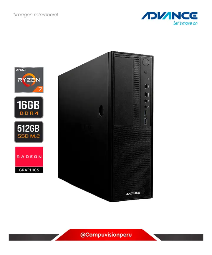 PC ADVANCE VO1270 AMD RYZEN 7 5700G 3.80GHZ AMD AM4 65W 16GB 512MB M.2 RADEON GRAPHICS, CASE