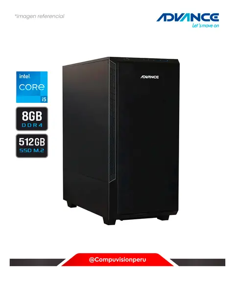 PC ADVANCE VISSION VH2560 INTEL CORE I5-12400 2.50GHZ 18MB TDP 117W 8GB DDR4 SSD M.2 512GB HDMI DP WIN 11, CASE