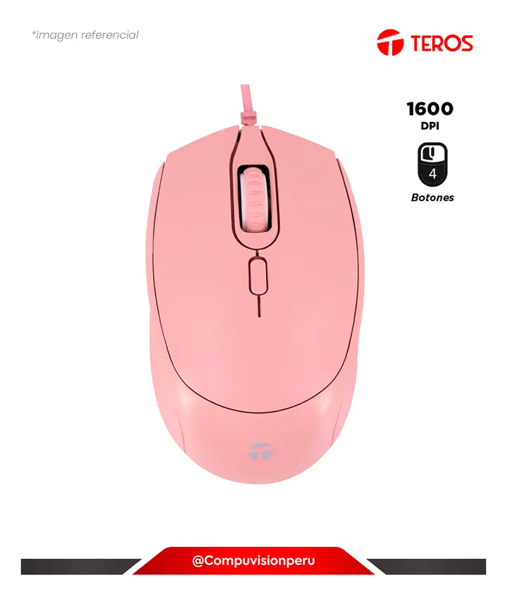 TEROS TE-1226S PINK 1600DPI USB, MOUSE