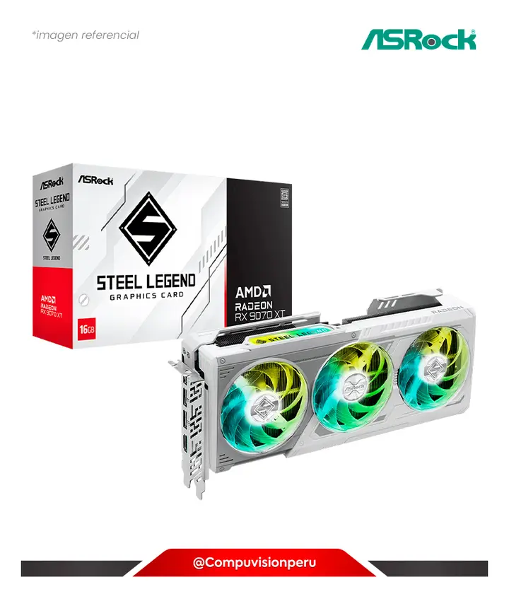 AMD Radeon RX 9070 XT Steel Legend 16GB GDDR6 St 4096 256BIT Hdm DP RX9070XT Sl 16G