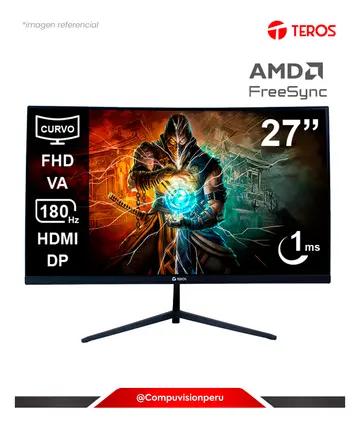 TEROS 27 FHD VA TEROS TE-2787G BLACK CURVO 1080P 180HZ 1MS HDMI DP GAMING VESA 100 X 100 MM