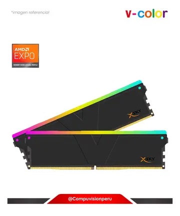 V-Color 32GB (16*2) DDR5 Bus 6400MHZ Manta Xsky Black CL32 1.4V Sk Hynix Ic AMD Expo TMXSAO1664832KKK