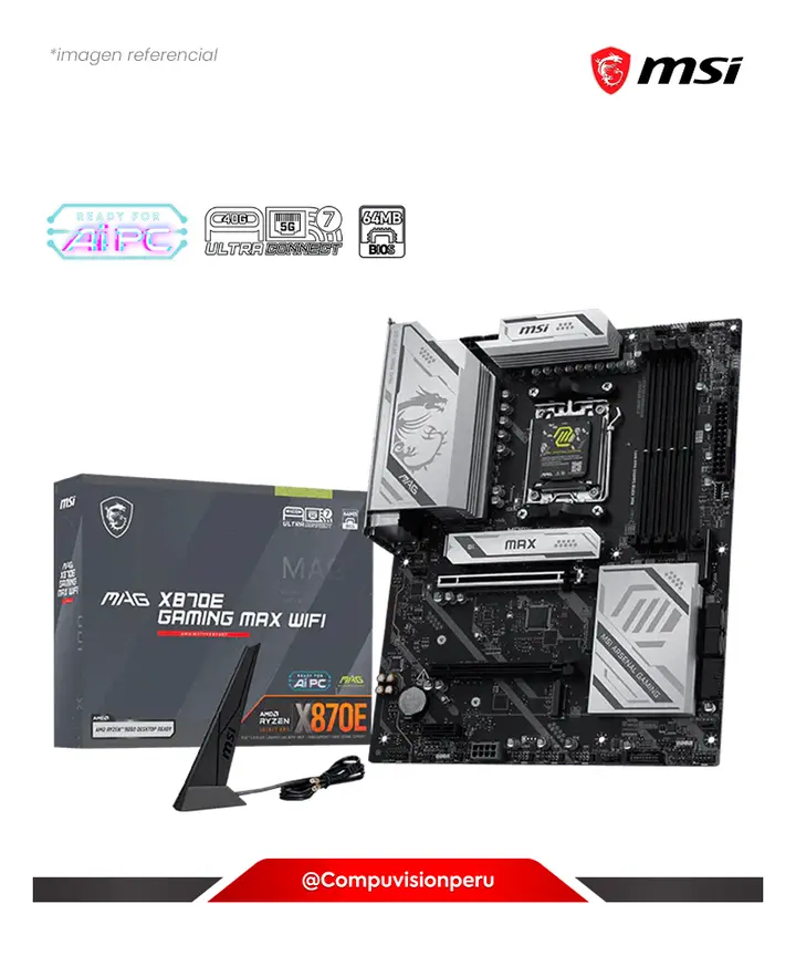 MSI MAG X870E GAMING MAX WIFI AMD X870E AM5 DDR5 M.2 SATA 6GB BLUETOOTH ATX