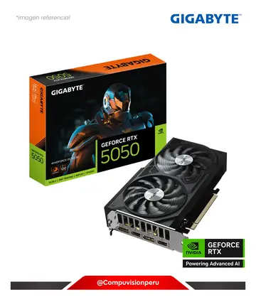 GIGABYTE GEFORCE RTX 5050 WINDFORCE OC V2 8G 8GB GDDR6 CUDA 2560 PCIE 5.0 HDMI DP GV-N5050WF2OCV2-8GD