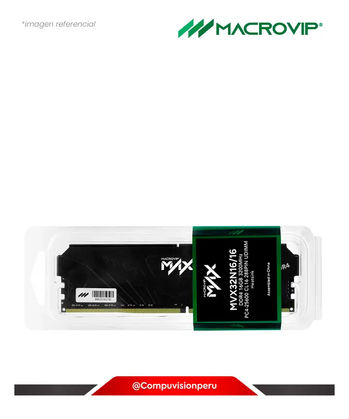 MACROVIP 16GB DDR4 BUS 3200MHZ MACROVIP MAX BLACK CL16 MVX32N16/16