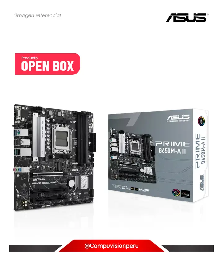 ASUS PRIME B650M-A II OPEN BOX AMD B650 DDR5 PCIE 5.0 M.2 HDMI DP VGA USB 3.2 MICRO-ATX