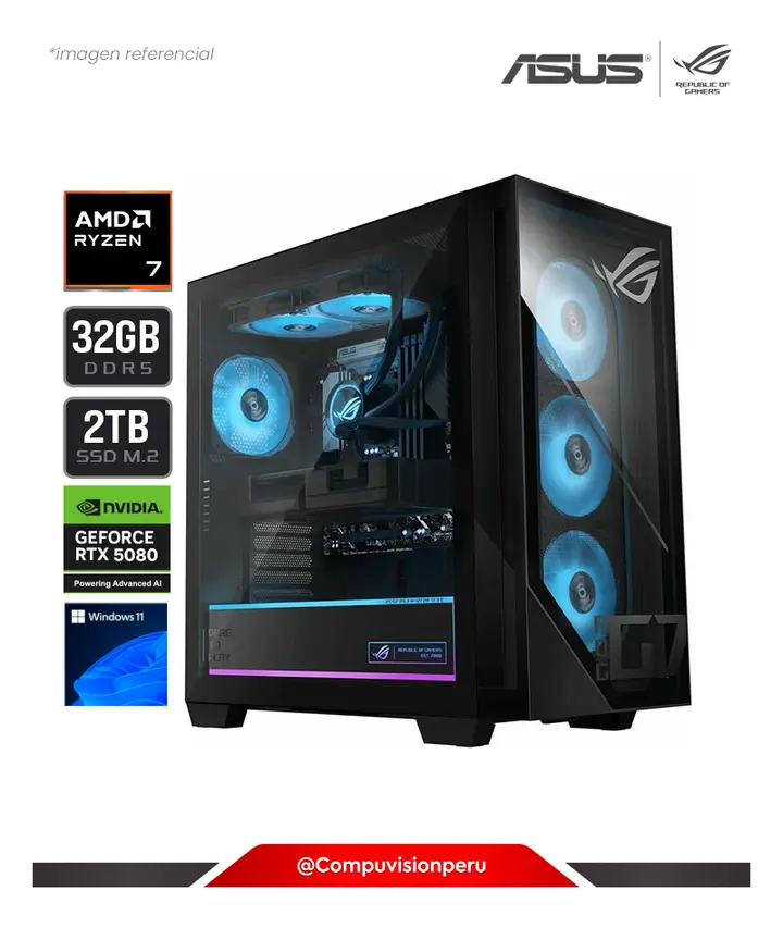 ASUS ROG G700 GM700TZ-PS787 AMD RYZEN 9800X3D 32GB DDR5 NVIDIA GEFORCE RTX 5080 PRIME 2TB M.2 WIN 11 HOME, CASE