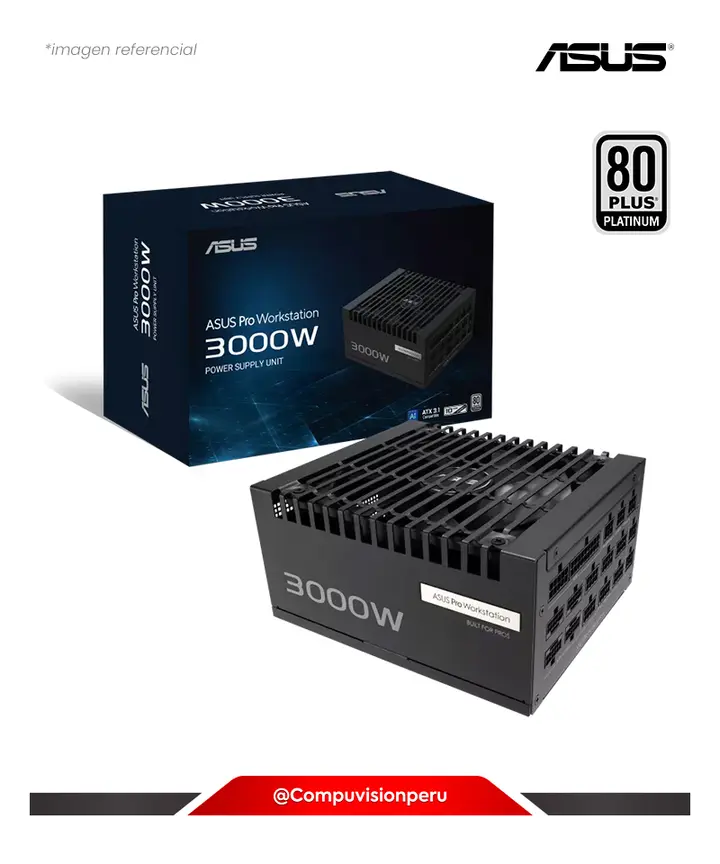 ASUS FUENTE 3000W ASUS PRO WS 3000W PLATINUM ATX12V ATX 3.1 80 PLUS PLATINUM ROHS FULL MODULAR ASUS-PRO-WS-3000P, FUENTE