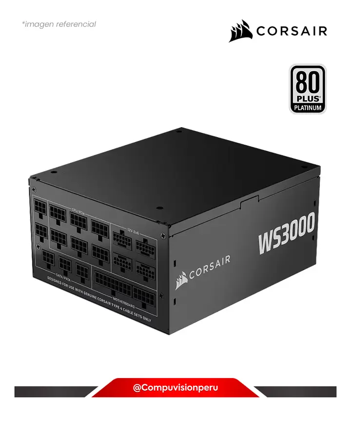 CORSAIR FUENTE 3000W CORSAIR WS3000 ATX 3.1 80 PLUS PLATINUM CYBENETICS FULL MODULAR CP-9020312-NA, FUENTE