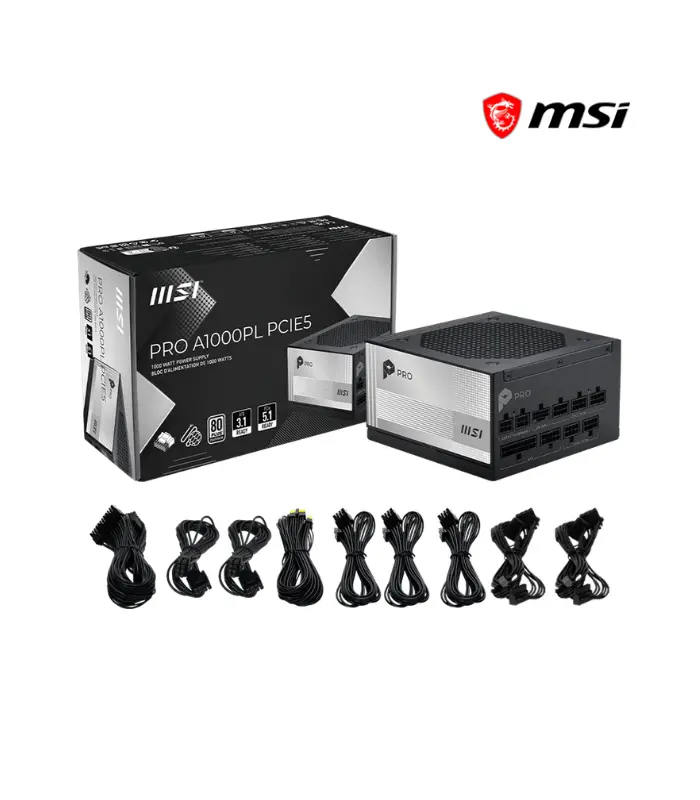 MSI PRO-A1000PL 1000W PLATINIUM, FULL MODULAR, PCIE5