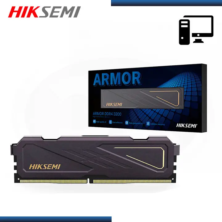 HIKSEMI 8GB DDR4 HIKSEMI ARMOR CON DISIPADOR BUS 3600MHZ (PN:HSC408U36Z2- 8GB)