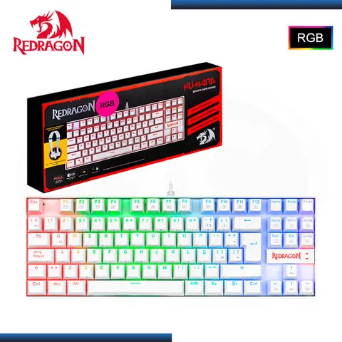 REDRAGON KUMARA K552W-RGB ESPAÑOL WHITE MECANICO SWITCH RED