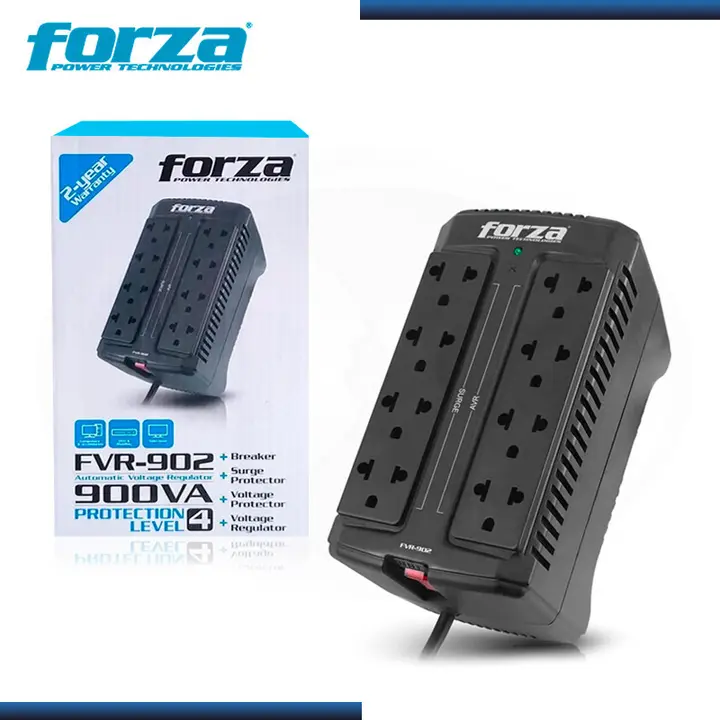 FORZA FVR-902 ESTABILIZADOR 900VA/450W 8 TOMAS BLACK