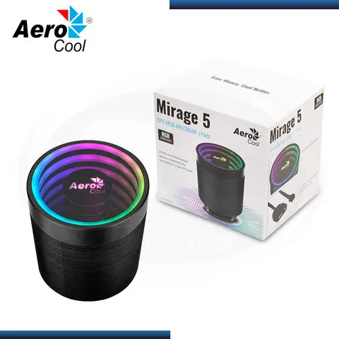 AEROCOOL MIRAGE 5 ARGB BLACK REFRIGERACION AIRE AMD/INTEL (PN:4710562756036)