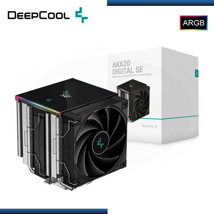DEEPCOOL AK620 DIGITAL SE TIRA LED ARGB BLACK REFRIGERACION AIRE AMD/INTEL (PN:R-AK620-BKADMN-GJD)