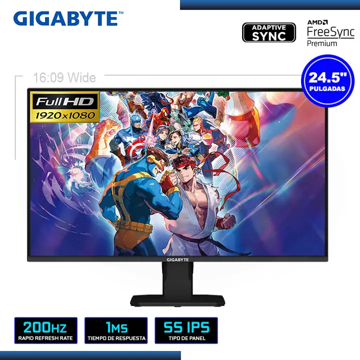 24.5" GIGABYTE GS25F2 GAMING 1920X1080 HDMI DP 1MS/200Hz/AMD RADEON FREESYNC PREMIUM