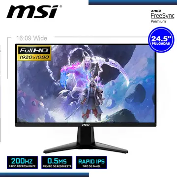 MSI 24.5" MSI MAG 255F E20 1920X1080 HDMI DP 0.5MS/200Hz/AMD FREESYNC PREMIUM