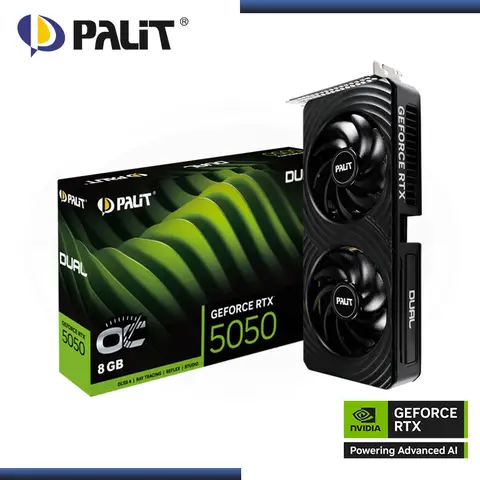 PALIT GEFORCE RTX 5050 8GB GDDR6 128BITS DUAL OC (PN:NE65050S19P1-GB2070D)
