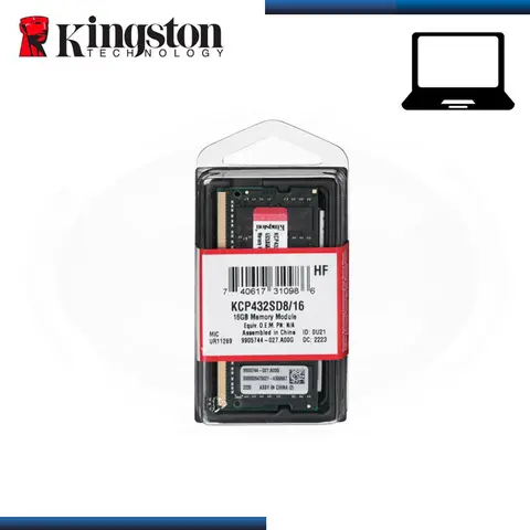 KINGSTON 16GB DDR4 KINGSTON KCP SODIMM BUS 3200MHz (PN:KCP432SD8/16 )