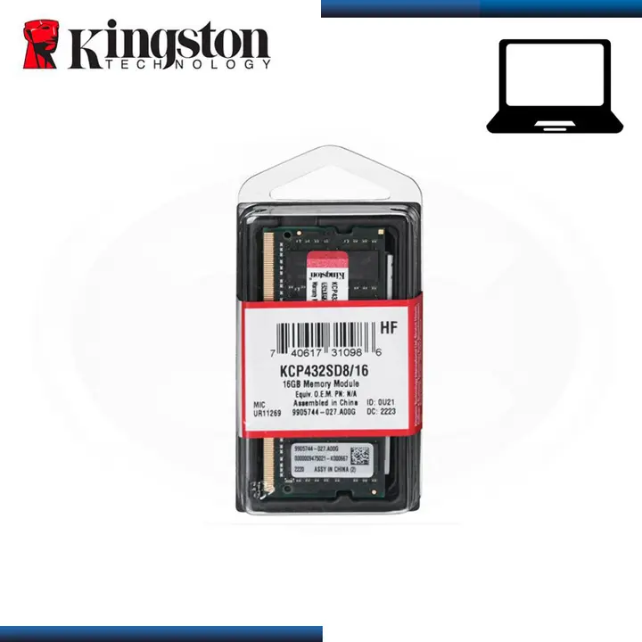 KINGSTON 16GB DDR4 KINGSTON KCP SODIMM BUS 3200MHz (PN:KCP432SD8/16 )
